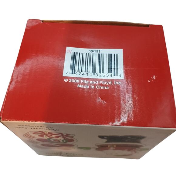 Fitz And Floyd 2008 Peppermint Santa Christmas Salt & Pepper Shakers - Picture 5 of 9